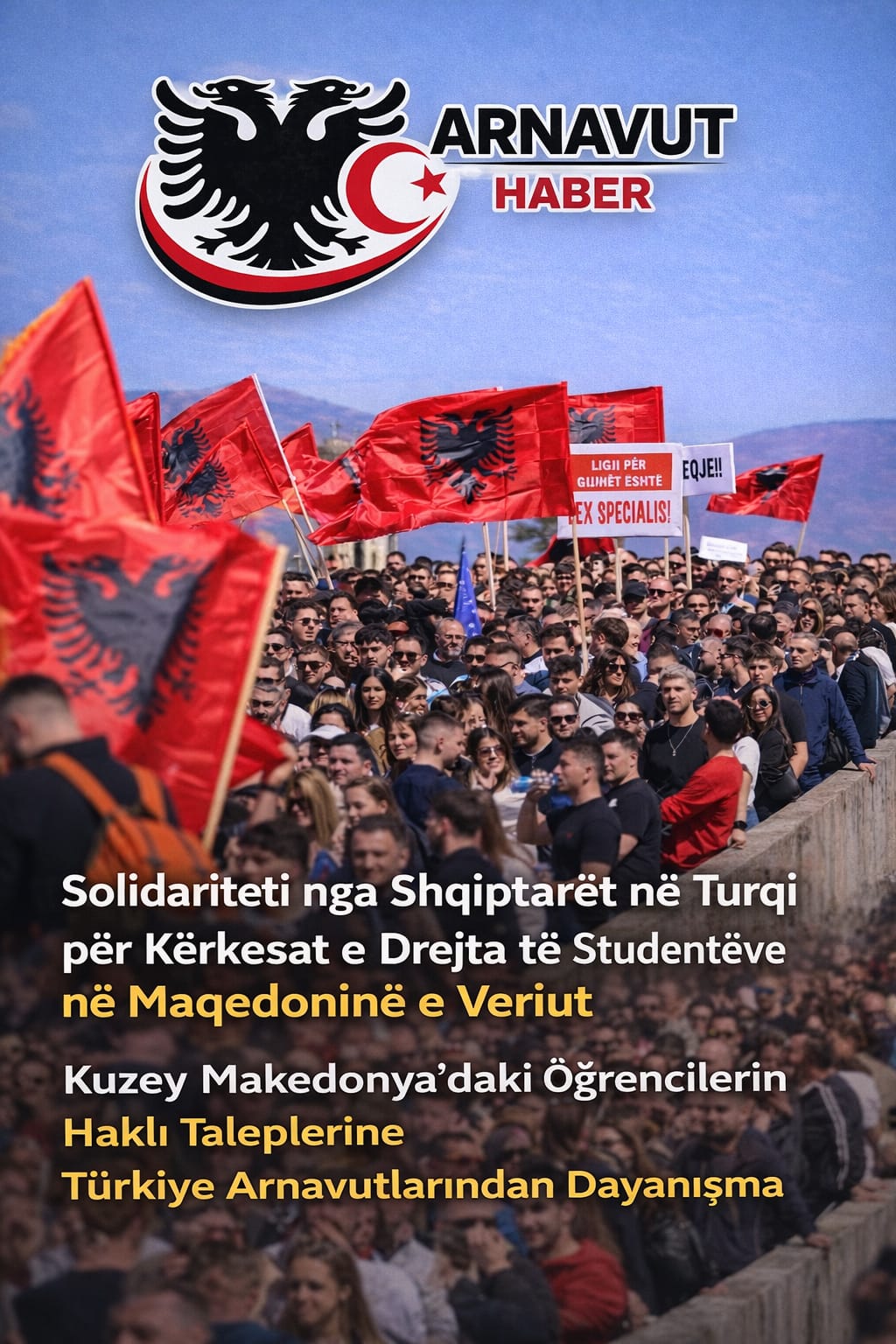 KUZEY MAKEDONYA ÖĞRENCİLERİNE TÜRKİYE ARNAVUTLARINDAN DESTEK