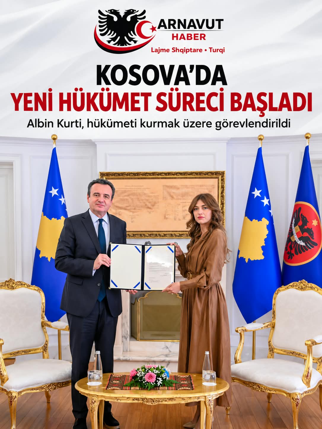ALBULENA HAXHİU, ALBİN KURTİ’Yİ HÜKÜMETİ KURMAKLA GÖREVLENDİRDİ