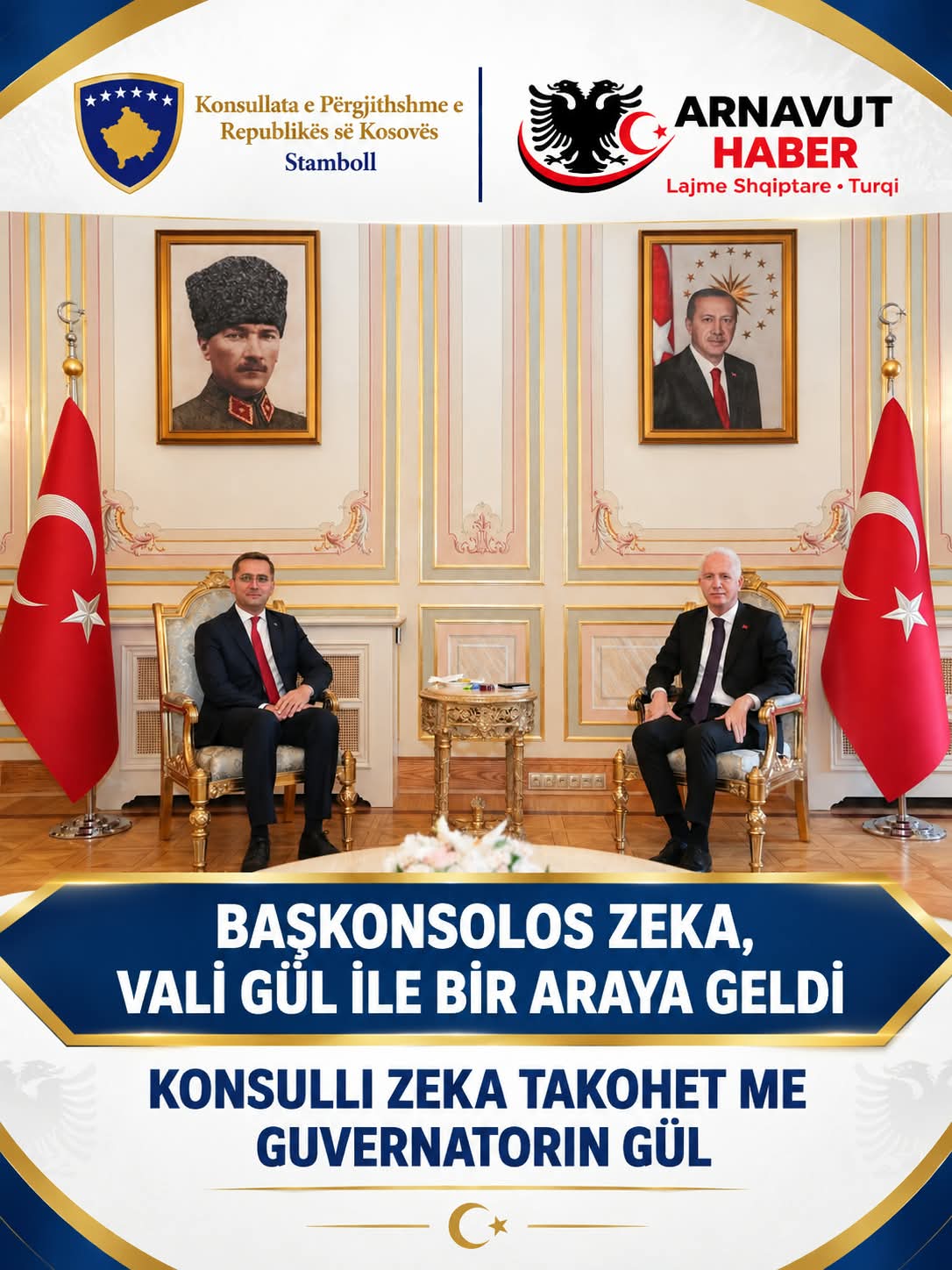 Kosova İstanbul Başkonsolosu Dren Zeka, İstanbul Valisi Davut Gül’ü ziyaret etti.