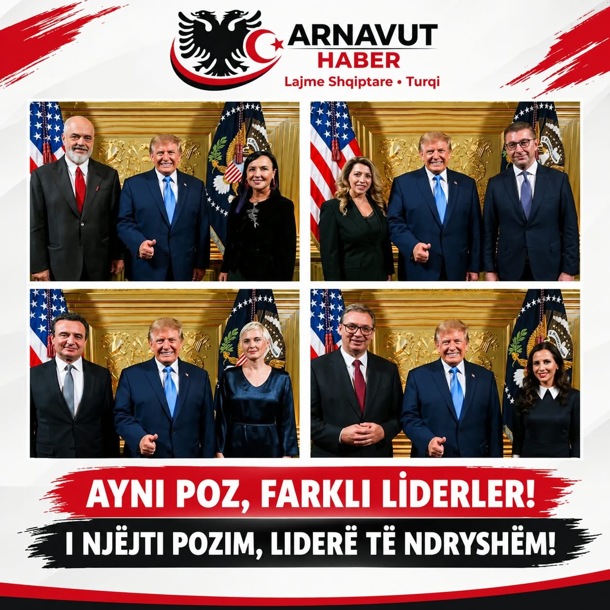 Trump’ın Balkan liderleriyle aynı pozu sosyal medyada gündem oldu